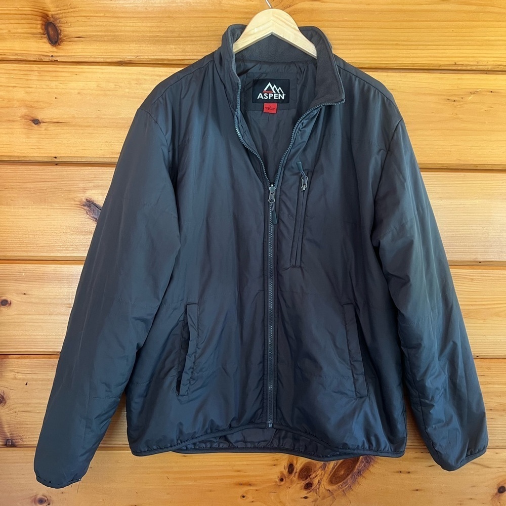 ASPEN Men’s Zip Up Spring Fall Poly Fill Coat Lightweight puffer Jacket Large L